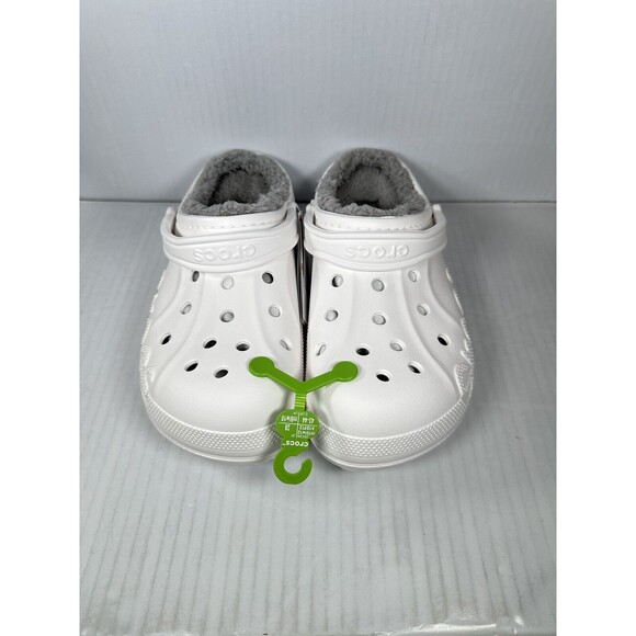 Size M10/W12 Crocs Baya Lined Clog Slip On White/Grey 205969-11H NEW - Picture 2 of 7